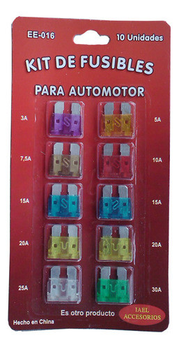 Kit Fusibles Planos X10 Unidades 3a Al 30a Iael Ee-016 0
