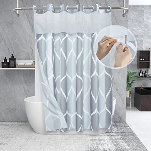 Cortina Ducha Baño Gris Con Forro Sin Gancho 180x188cm 0