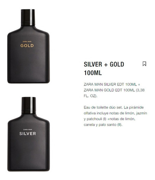 2 Perfumes Importados Zara Man Silver & Gold Edt - 100ml 1