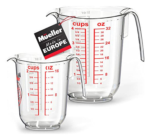 Juego De Tazas Medidoras Transparentes-4 De 30oz Y 2 De 16oz 0