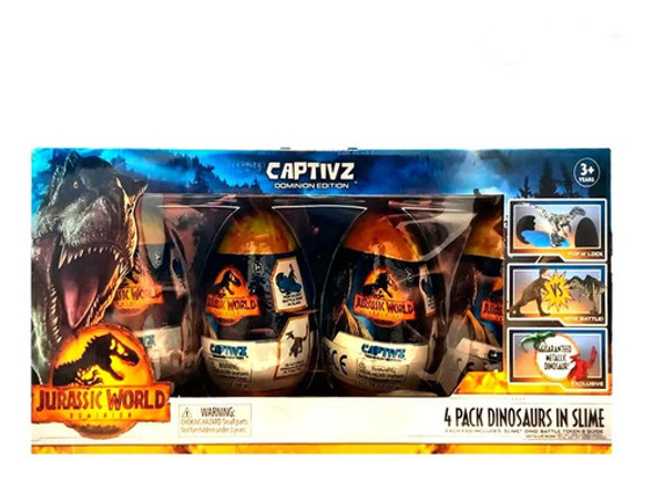 Pack 4 Huevos Dinosaurios C/slime Jurassic World Vamosajugar 0