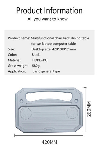 Soporte 2 En 1 Para Auto: Bandeja Computadora Y Comida 1