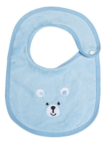 Babador Atoalhado Bordado Urso Azul Papi 0