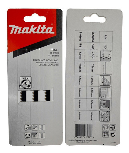 Hoja Sierra Caladora Makita B-06909 Corta Fibrocemento Mkb 0