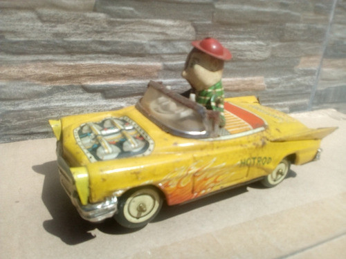 Antiguo Auto Hotrod De Chapa Hojalata Litografiada Japan 0