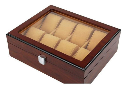 Organizador De 8 Relojes Madera Y Terciopelo Vidrio Premium 1