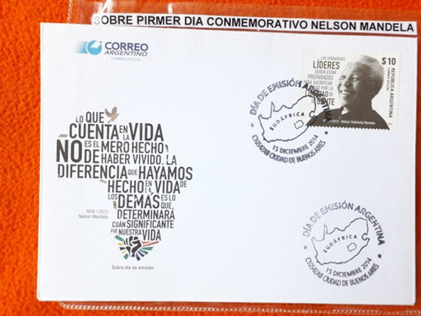 Sobre Conmemorativo Estampillas Homenaje A Nelson Mandela 0