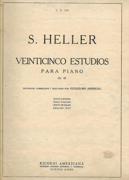 Musica- Heller - Veinticico Estudios Para Piano - Ricordi 1