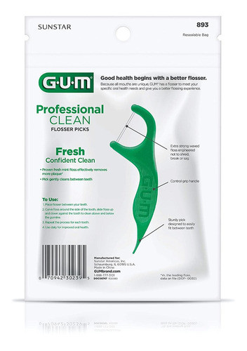 Hilo Dental Con Mango Flossers Gum Adulto X 20 Sabor Menta 1