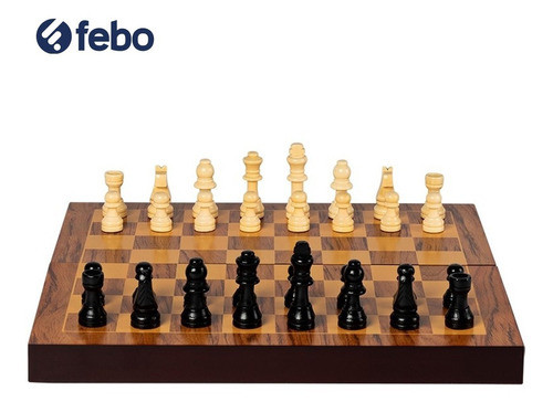 Juego De Ajedrez Spin Master En Caja De Madrea Plegable Febo 1