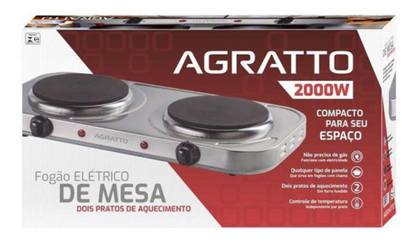 Fogão Elétrico De Mesa Fmy-01 2 Pratos 2000w 127v Agratto 1