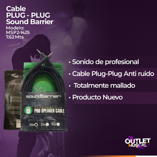 Cable Para Parlante Plug-plug Profesional Mallado 1