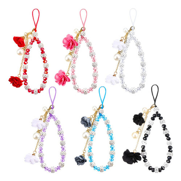 6 Correas Para Telfono Celular, Colgante De Flor De Cristal, 0