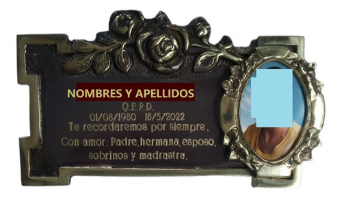 Placa De Bronce Empavonado N° 9 B  21,3 X 13 Cm/ Foto 6 X 9 0