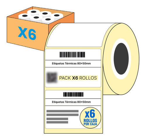 Etiquetas Mercado Full 80 X 50 Mm - Zd220 - Zd420 X 6 Rollos 0