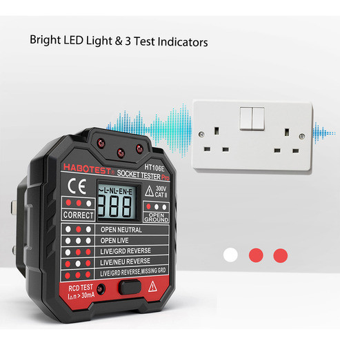 Testador De Eletroscópio Electric Rcd Socket Advanced Live 1