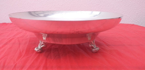 Antiguo Centro De Mesa Metal Plateado Estilo Chippendale 0