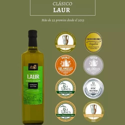 Aceite De Oliva Laur Virgen Extra 1 Litro Clásico Pack X2 U 1