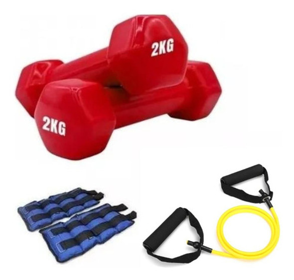 Kit Set Ejercicios Entrenamiento Pesas 2 K+ Tobipesas+banda 0