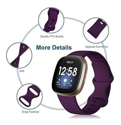 Malla Para Fitbit Versa 3 &sense X4  S Neg/bco/gris/mora 1