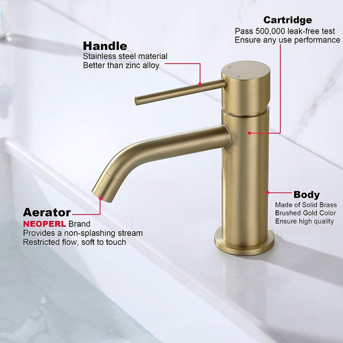 Grifo De Baño Monomando De Bronce Con Montaje De Drenaje 1