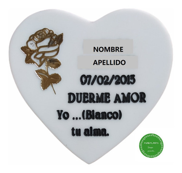 Placa Acrílico N° 19, Corazón  Art. Funerario 13 Cm X 11 Cm 1
