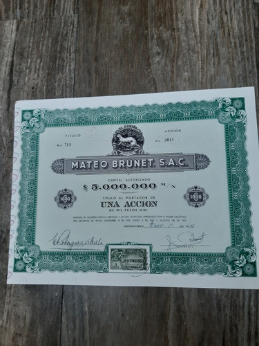 Lote Acciones Titulo Mateo Brunett Sac  No 2 1