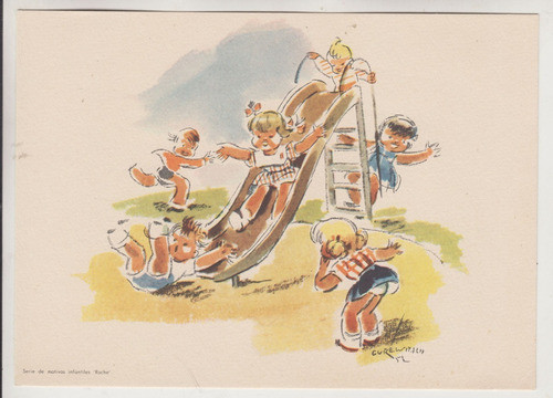 1952 Motivo Infantil Gurewitsch Tarjeta Laboratorio Roche 0