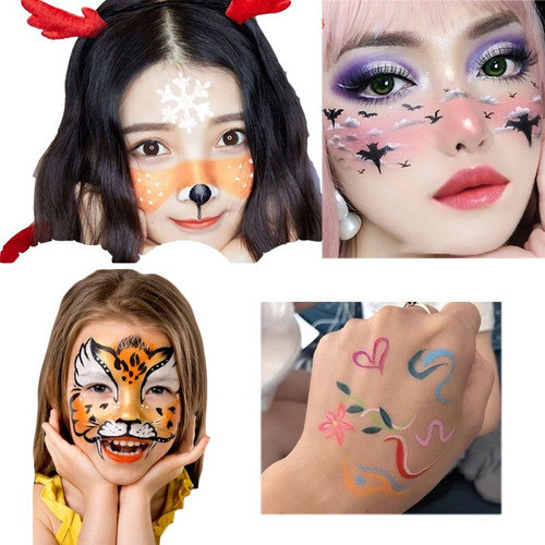 Pintura Cara Cuerpo X 12 Unid Maquillaje Halloween Disfraz 0