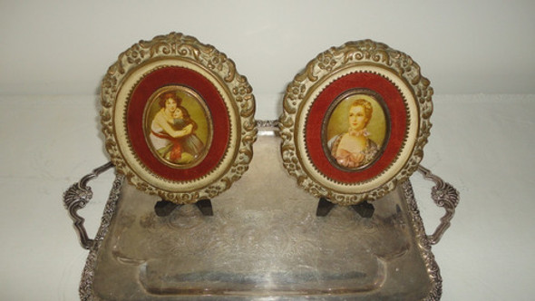 Cuadrito Antiguo Oval Esculturado Motivo Dama Miralo 0