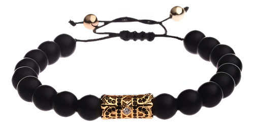 Moda Oro Circonita 8mm Piedra Natural Trenzada Cuerda Hombre 0