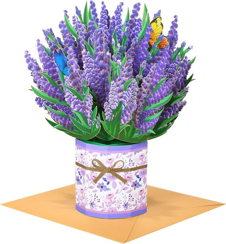 Tarjetas 3d Para Aniversario Agradecimiento. Planta Lavanda 0