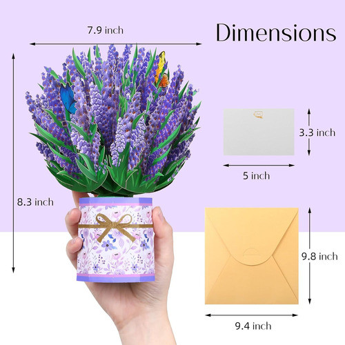 Tarjetas 3d Para Aniversario Agradecimiento. Planta Lavanda 1