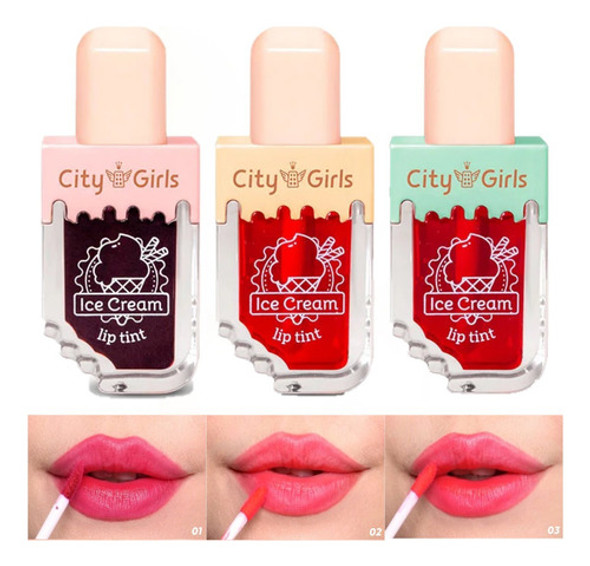 Lip Tint Sorvetinho Ice Cream Cg343 - Morango City Girls 1