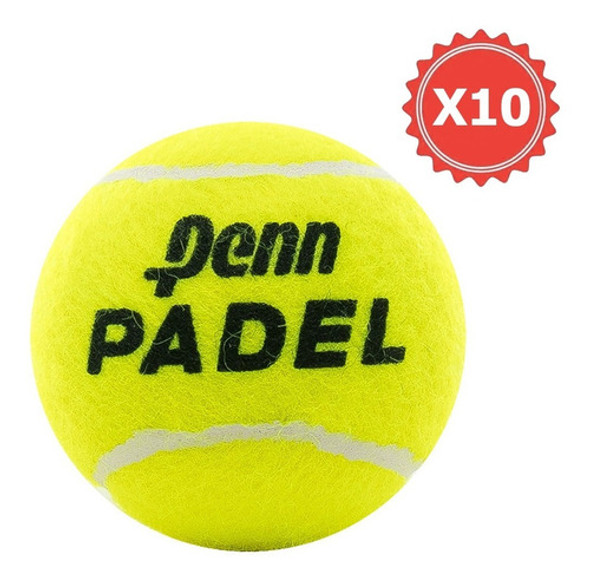 Pelota Padel Penn Pack X 10 Tenis Paddle Cemento Carpeta 0
