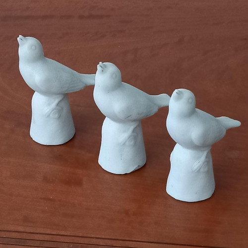 Pajaritos Mango De Polvera Bizcocho Porcelana Alemana 0