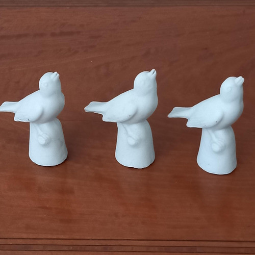 Pajaritos Mango De Polvera Bizcocho Porcelana Alemana 1
