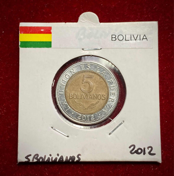 Moneda 5 Bolivianos 2012 Bolivia Km 219 Bimetalica 0