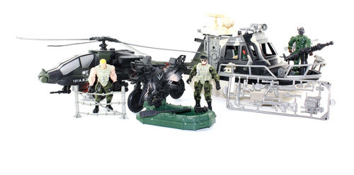 Set Gigante 56 Cm Helicóptero Lancha Y Moto Con Figuras 0
