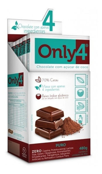 Chocolate 70% Cacau Sem Lactose Only4 80g 1