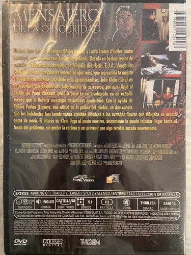 Dvd Mensajero De La Oscuridad / The Mothman Prophecies 1