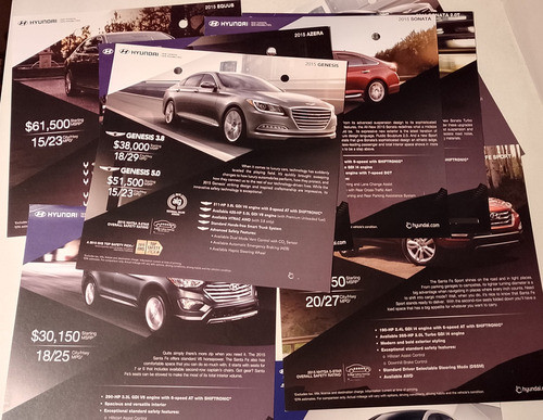 Lote Folletos Hyundai 2015 Estados Unidos 1