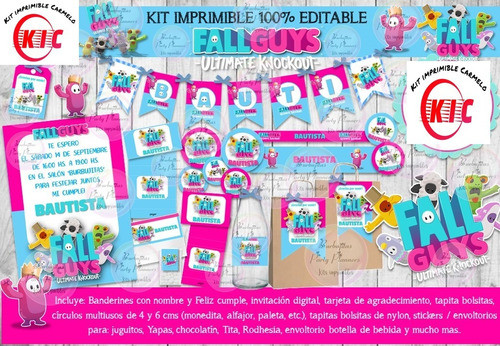 Kit Imprimible Candy Bar Fall Guys 1
