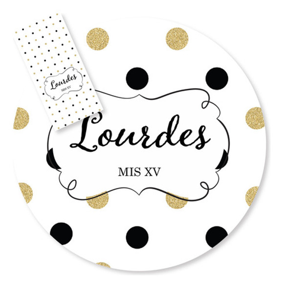 Kit Imprimible Glitter Dorado Blanco Negro Candy Bar Tukit 0