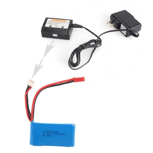 Parte 1 X 7.4v 1100mah Batería + Equilibrio Cargador Para Wl 0