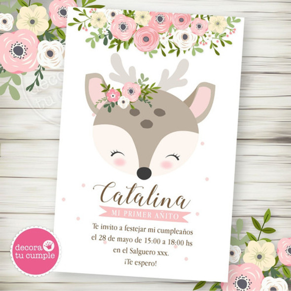 Kit Imprimible Ciervita Bosque Cumpleaños Invitación 2 0