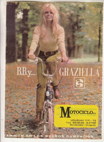 1971 Brigitte Bardot Publicidad Bicicleta Graziella Uruguay 0