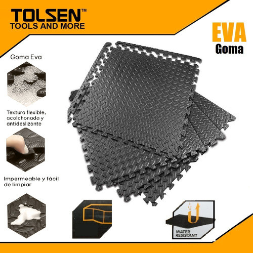 Piso Baldosa Goma Eva Alta Calidad Tolsen 65497 1.2 X 1.2 Mt 1