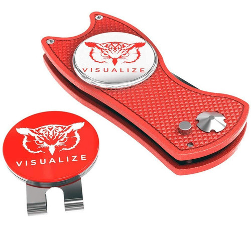 Visaulizador Marcador De Pelota Divot Repair Metalico Rojo 0