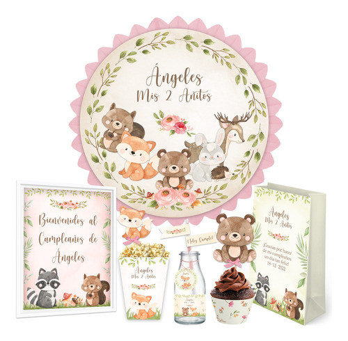 Kit Imprimible Bosque Nena + Banner Fondo Mesa Dulce 0